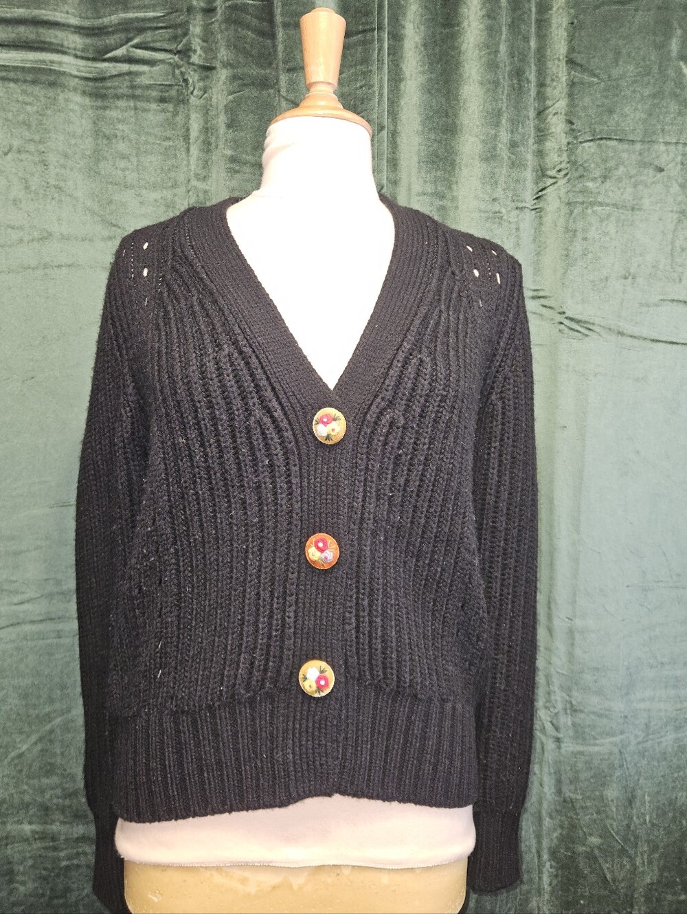 English Factory Floral Button Sweater